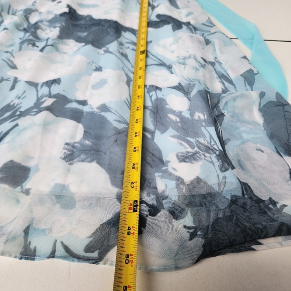 American Glamour Badgley Mischka Dress Womens Long Sleeve Chiffon Beaded Flowy M - Picture 13 of 16